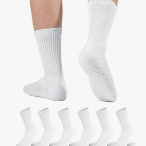 6 Pairs Men's Cotton Soft Tennis Socks Men's Padded Breathable Cerw Sports Socks